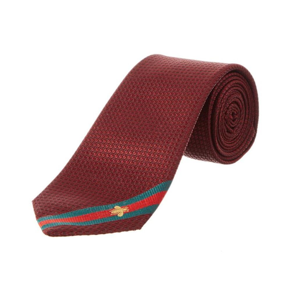 Gucci Red Bee Web Silk Tie, Red
